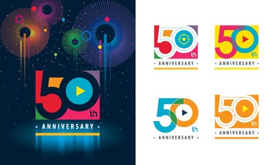 Set of 50th Anniversary logotype design, Fifty years Celebrating Anniversary
