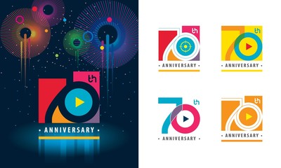 Set of 70th Anniversary logotype design, Seventy years Celebrating Anniversary