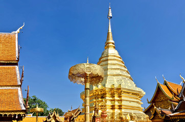 Wat Phra That Doi Suthep the most famous buddhist temple in Chiang Mai known as the Golden stupa (Golden temple).