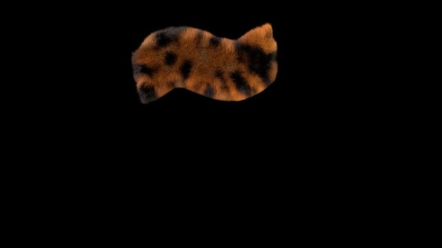 3D animated furry hairy zoo leopard text typeface with alpha channel tilde