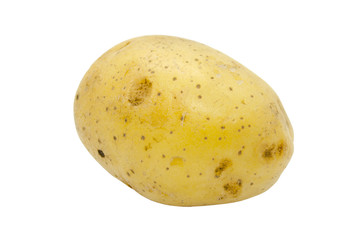 Potato tuber close up isolated on a white background. Fresh vegetables. Item for packaging, scene creator