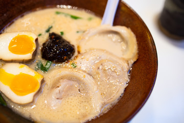 Delicious ramen with pork based soup
