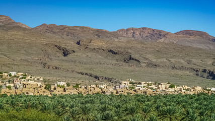 Abandoned Village of Al Hamra near Nizwa, Oman. Panoramic View of Old Ruined Town