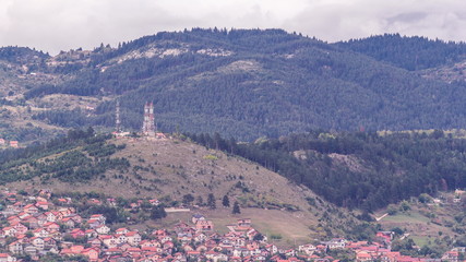 City panorama from Old Jewish cemetery timelapse in Sarajevo
