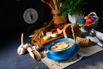 Easter in Polish: sour flour soup for Easter breakfast (Żurek)
