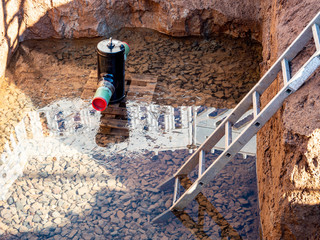Baustelle Wasserleitungen nach einem Wasserrohrbruch