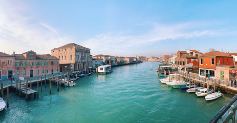 MURANO, ITALY - JANUARY 20, 2020: island of Murano in the lagoon of Venice in Italy