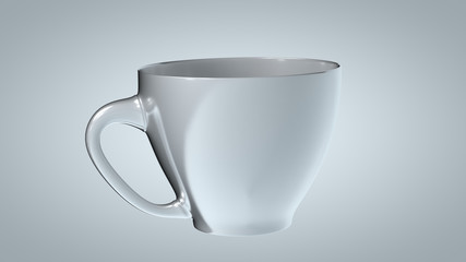 3D illustration of plastic takeaway coffee cup or tea cup on clean background
