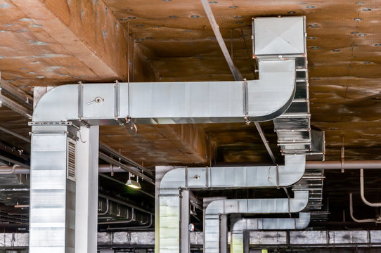 Equipment for ventilation and ceiling insulation systems in the Parking lot in a modern building