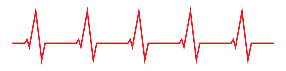 Red heartbeat icons in flat design. Vector illustration. Sign of the electrocardiogram isolated.