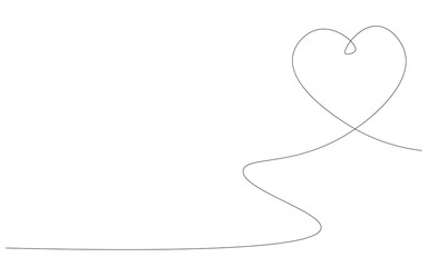 Heart love silhouette one line drawn vector illustration