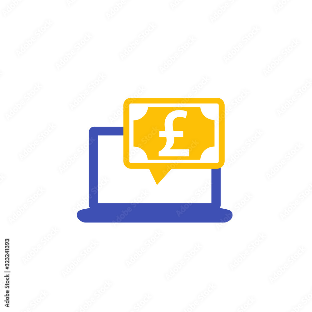 Sticker internet banking vector icon with pound