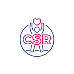 CSR icon, corporate social responsibility, line vector