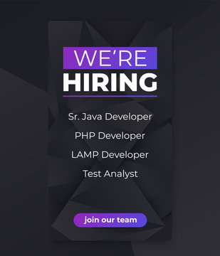 We are hiring, join our team mobile banner