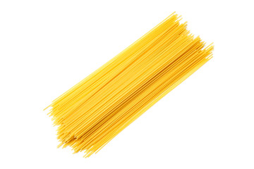 Spaghetti on isolated white background. Top view