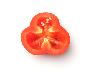 Sliced bell pepper isolated over white background