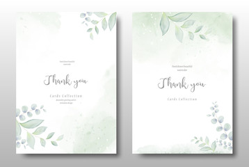 Watercolor hand painted invitation template card