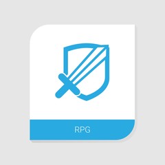 Editable filled RPG icon from Gaming icons category. Isolated vector RPG sign on white background