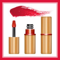 Liquid open red liquid lipstick with smear