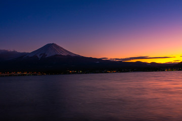 Twilight Mt. Fuji by the Lake, Kawaguchiko, Japan