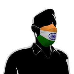 3D illustration. India flag mask. Prevent virus invasion. Prevent colds.