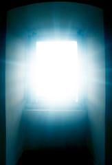 mystic big historical window with rays of light like religious spiritual angelic divine concept 