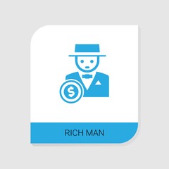 Editable filled rich man icon from Casino icons category. Isolated vector rich man sign on white background