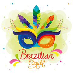 poster of carnival brazilian with mask carnival vector illustration design