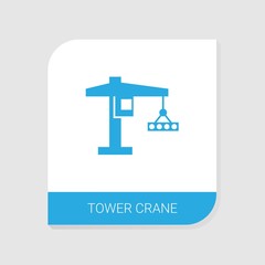 Editable filled tower crane icon from Construction icons category. Isolated vector tower crane sign on white background