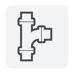 Pipe vector icon. Made from steel or metal connection by flange fitting fixing by screw and bolt. Part for pipeline construction to transport oil and gas in industry, water in plumbing and irrigation.