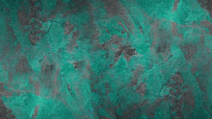 Turquoise aquamarine black gray rustic abstract painted exfoliated concrete stone wall texture background