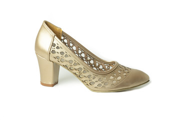 women's shoes, heels, patent leather, suede and classic models in white background