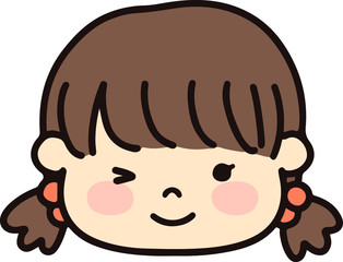 Simple and cute face of a girl winking