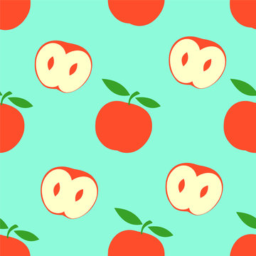 Ripe apples. Seamless pattern. Vector image.