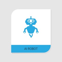 Editable filled AI Robot icon from Artificial Intelligence icons category. Isolated vector AI Robot sign on white background