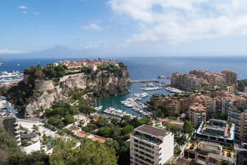 Obraz na płótnie Canvas MONTE CARLO,MONACO - SEPTEMBER 12, 2017: A panoramic view of the principality Monaco, second smallest country in the world.