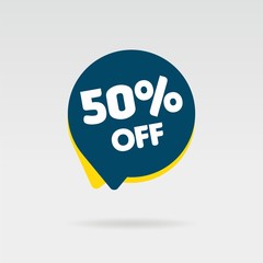 Simple 50% Sale Sign Shape Banner on White Background Design, 50% Discount Banner Template Vector for advertising, social media, web banner