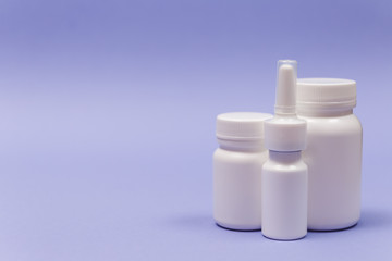 Medical container on a purple background