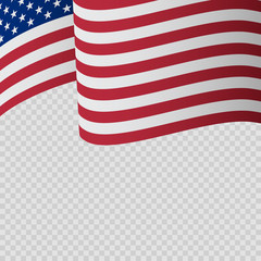Waving flag the United States of America. Wavy American Flag for Independence, presidents, memorial, Veterans, Labor Day. American flag for Holiday background