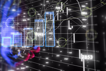 Business intelligence. Diagram - Graph Stock Trading, Investment dashboard
