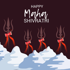 Vector illustration Of a Background for Hindu Festival Celebrate Of Shiva Lord,Happy Maha Shivratri with Hindi Text.