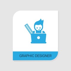 Editable filled graphic designer icon from Creative Process icons category. Isolated vector graphic designer sign on white background