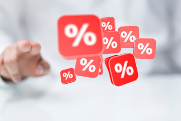 Discount and commission concept 3d