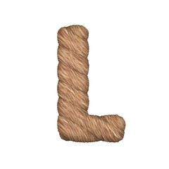 Letter stylized in the form of a rope - 3D render