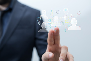 Business Man Hand Writing Social Network