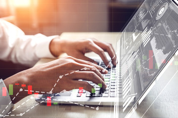 Data Analysis for Business and Finance Concept. Graphic interface showing future computer...