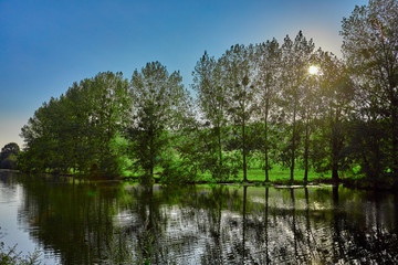 Fototapeta na wymiar Image of La Villaine River with trees and green grass