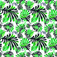 Exotic seamless tropical flowers pattern.