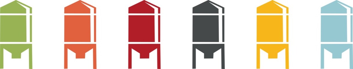 Coloured icons of grain silos for agriculture © sissoupitch