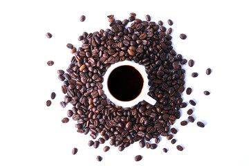 Coffee beans isolated on white background